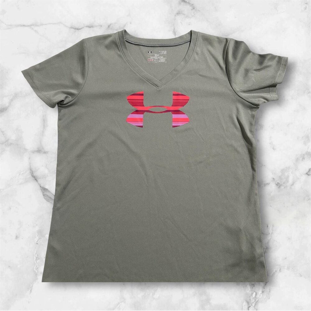 Under Armour Youth Girl Short Sleeve Gray Loose Fit T-shirt Size YLG - Picture 6 of 6